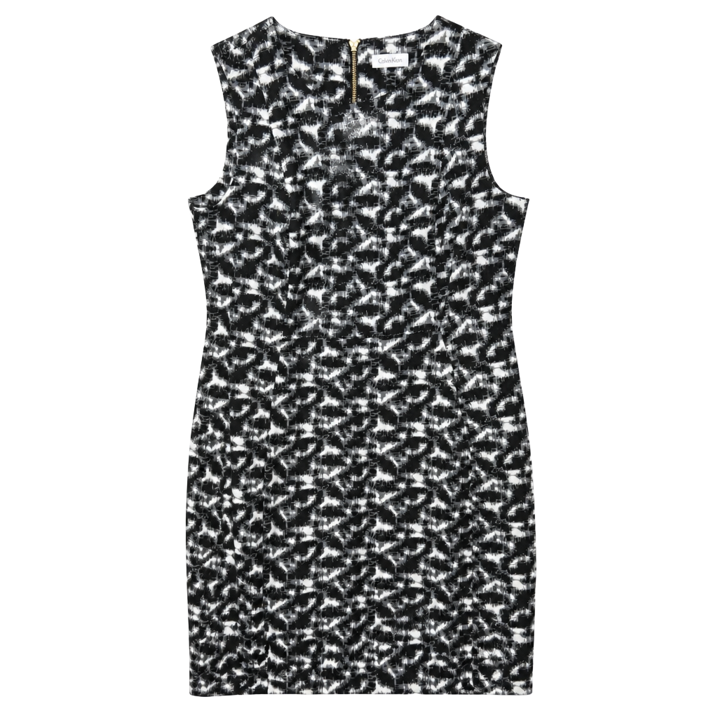 NWOT Calvin Klein Black & White Printed Textured Sleeveless Sheath Dress Size 16 1