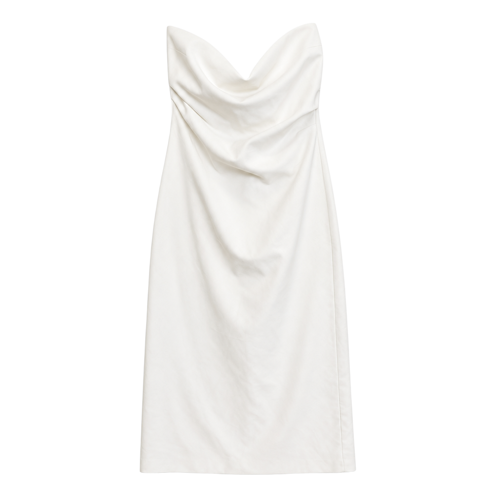 NWOT Zara Strapless Midi Dress with Back Slit in Ivory Size L 1