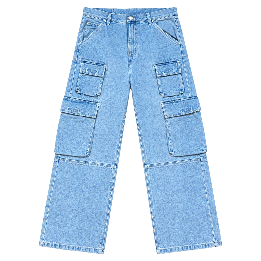 BDG Skate Fit Cargo Jeans Size 32 Light Wash Denim Utility Pants 1