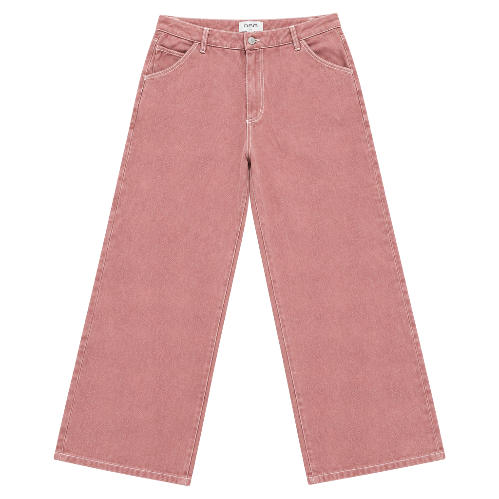 RSQ Baggy Pants Pink w/ White Contrast Stitch Cotton 1