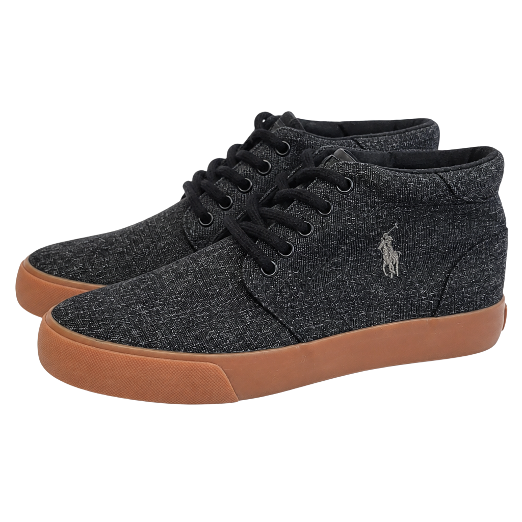 Polo Ralph Lauren Faxon Mid Black Canvas Gum Sole Sneakers 1