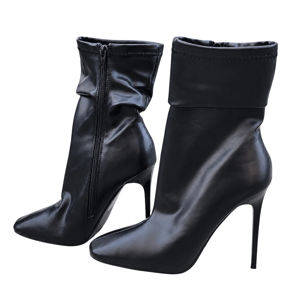 Black Square Toe Stiletto Slouch Ankle Boots zise 7 1