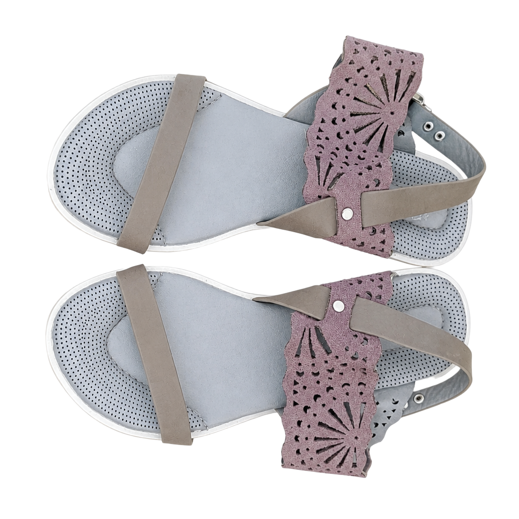 Aetrex Women's Laser Cut Wedge Sandals Gray Size 6 1