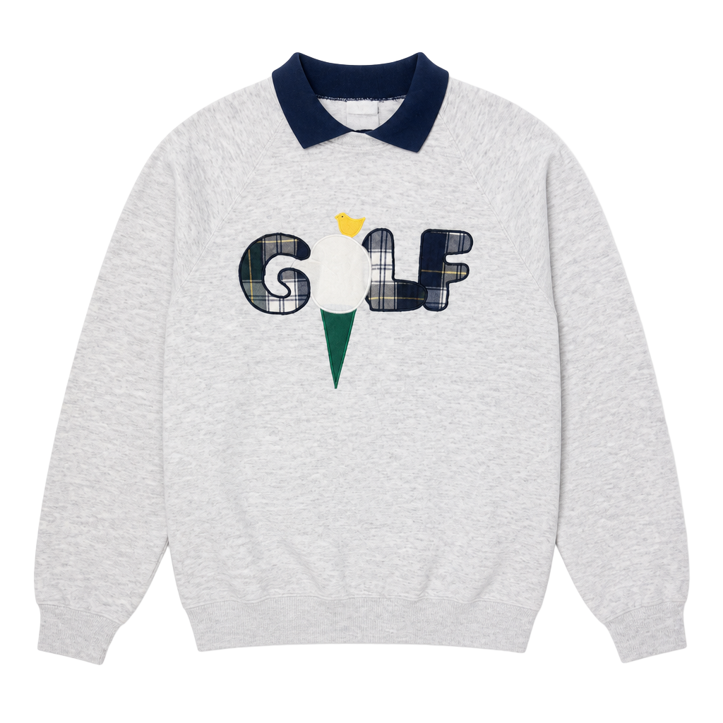 Vintage Lee Golf Sweatshirt Size XL Gray Plaid Applique Collar 1