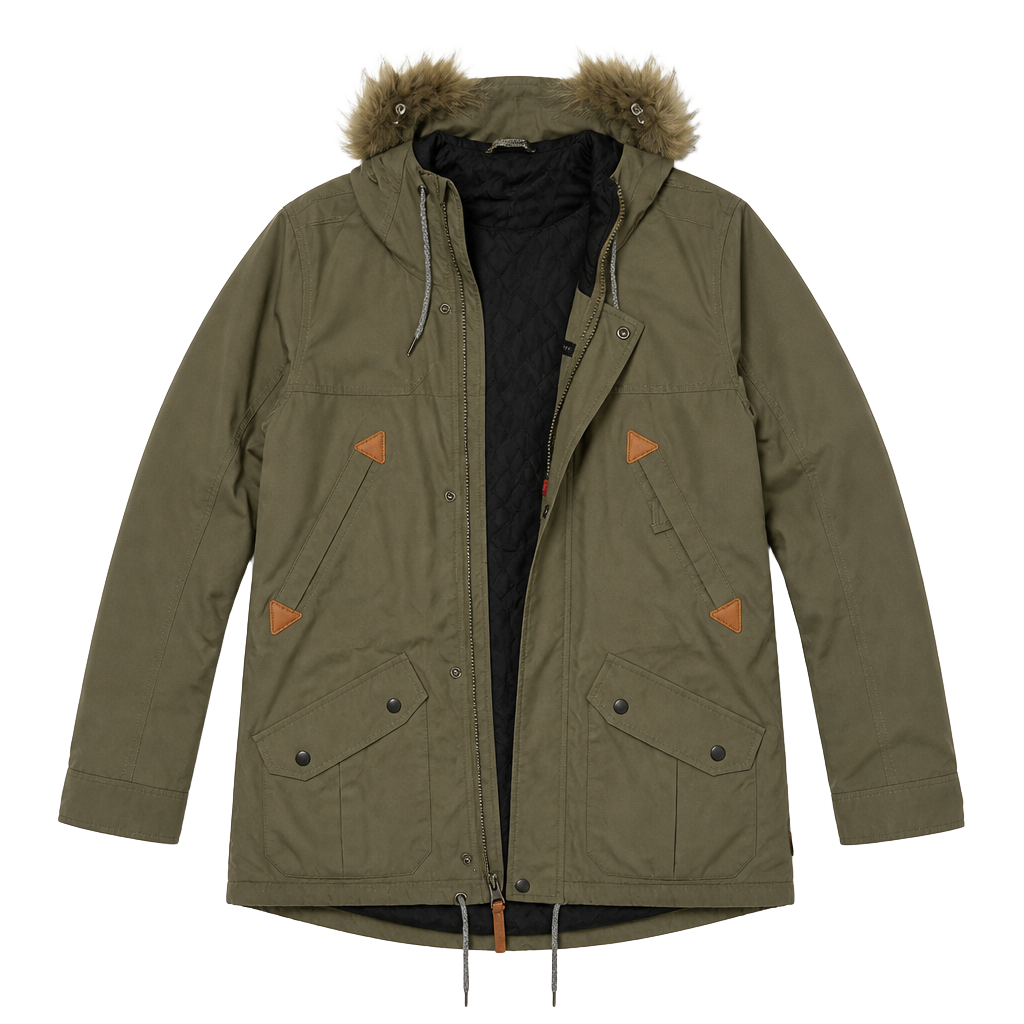 Oakley Women's Olive Green Utility Parka Jacket with Faux Fur Hood Size L 1