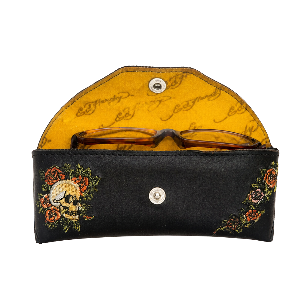 Ed Hardy EHR 201 Vintage Tattoo Eyewear Tortoise Shell Rhinestone Skull Glasses 50-18-140 1