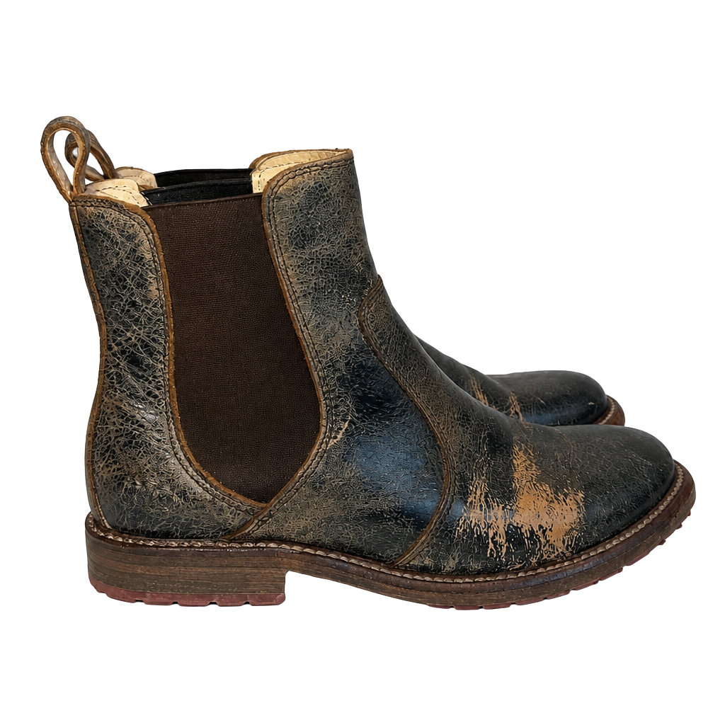 Bed Stu Nandi Size 6.5 Black Distressed Leather Chelsea Boots 1
