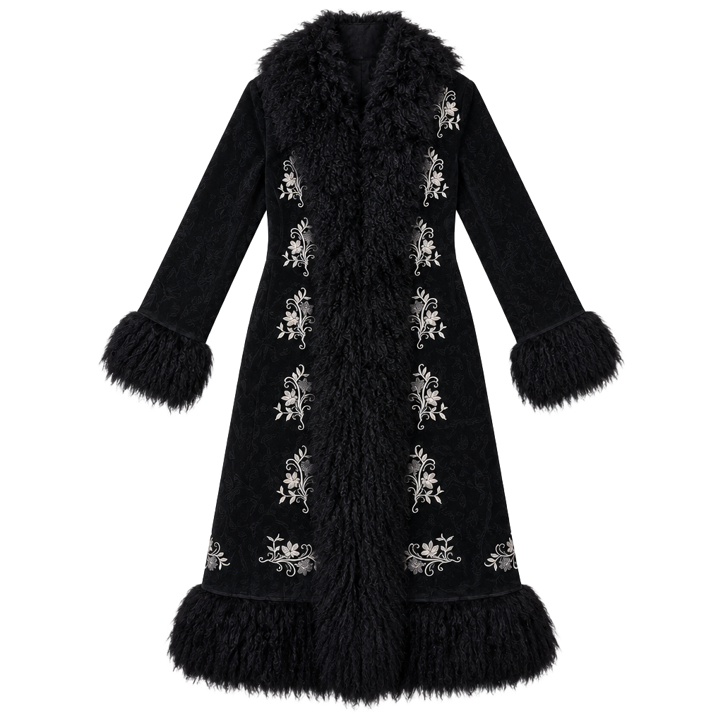 Vintage Margaret Godfrey Genuine Leather Mongolian Lamb Fur Penny Lane Coat 1