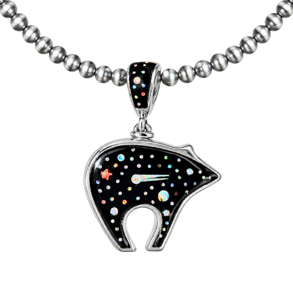 Vintage Reversible Sterling Silver Southwestern Celestial Bear Pendant 1