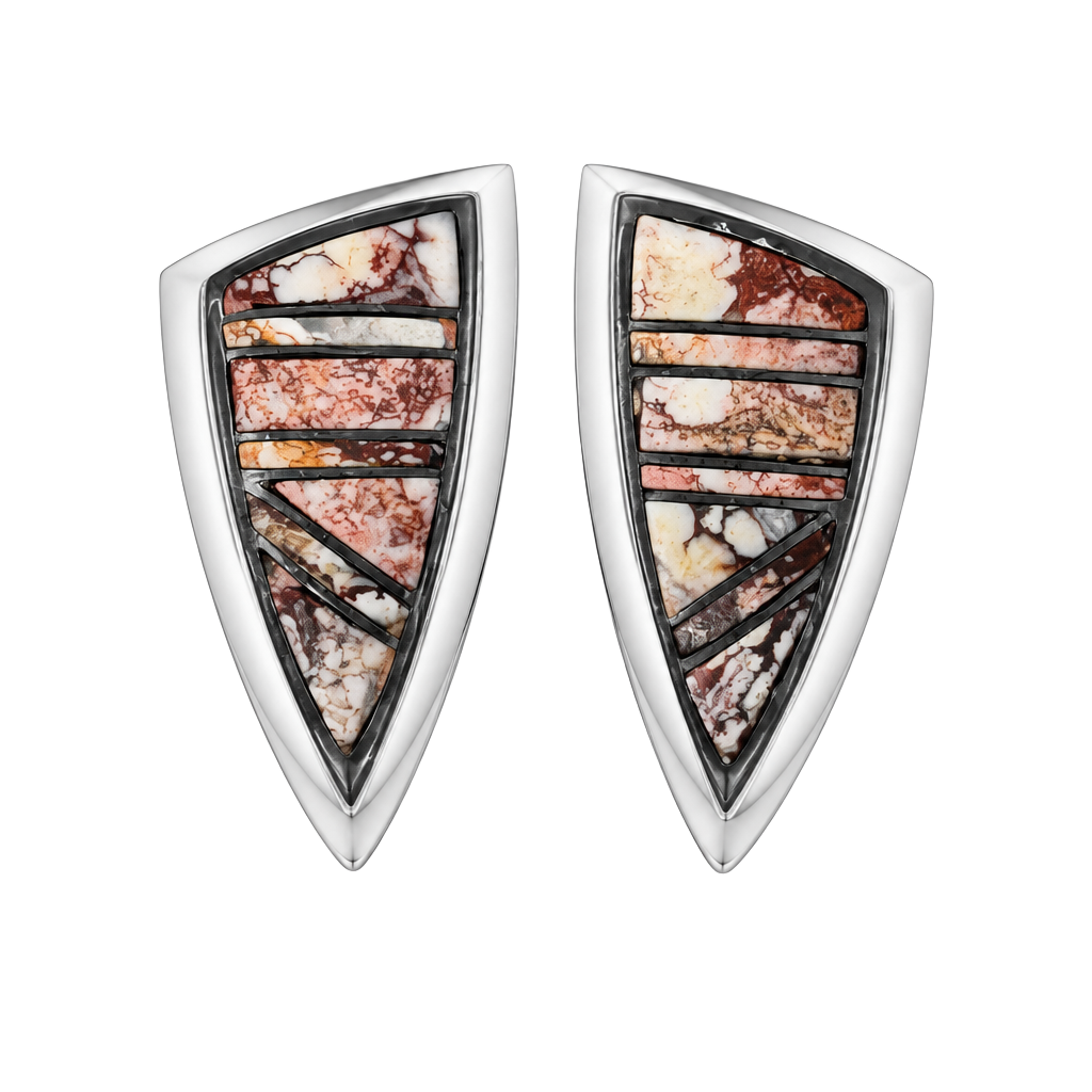 Gorgeous Southwestern Sterling Silver Wild Horse Inlay Stud Earrings 1