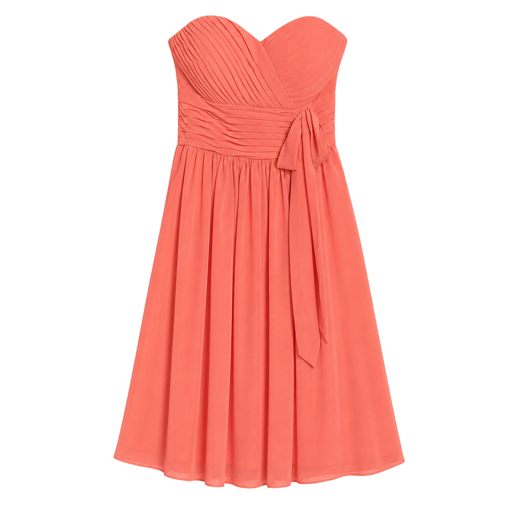 Gather and Gown Coral Madison Strapless Chiffon Bridesmaid Dress - Size 0 1
