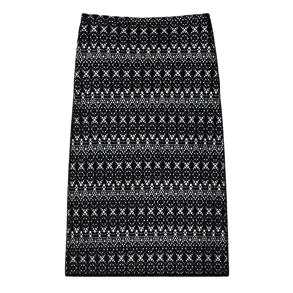 Bisou Bisou Black Lace Overlay Midi Skirt Size L 1