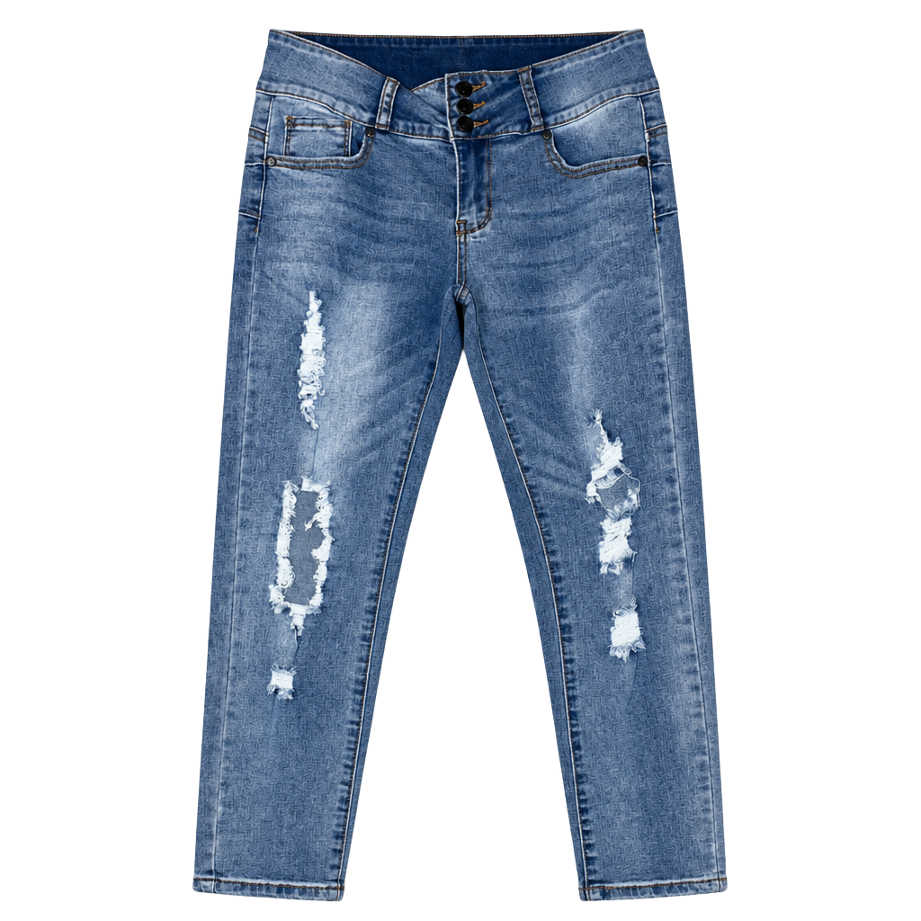 Gogo Jeans Women's Distressed High-Rise Triple Button Skinny Jeans Size 11/30 1