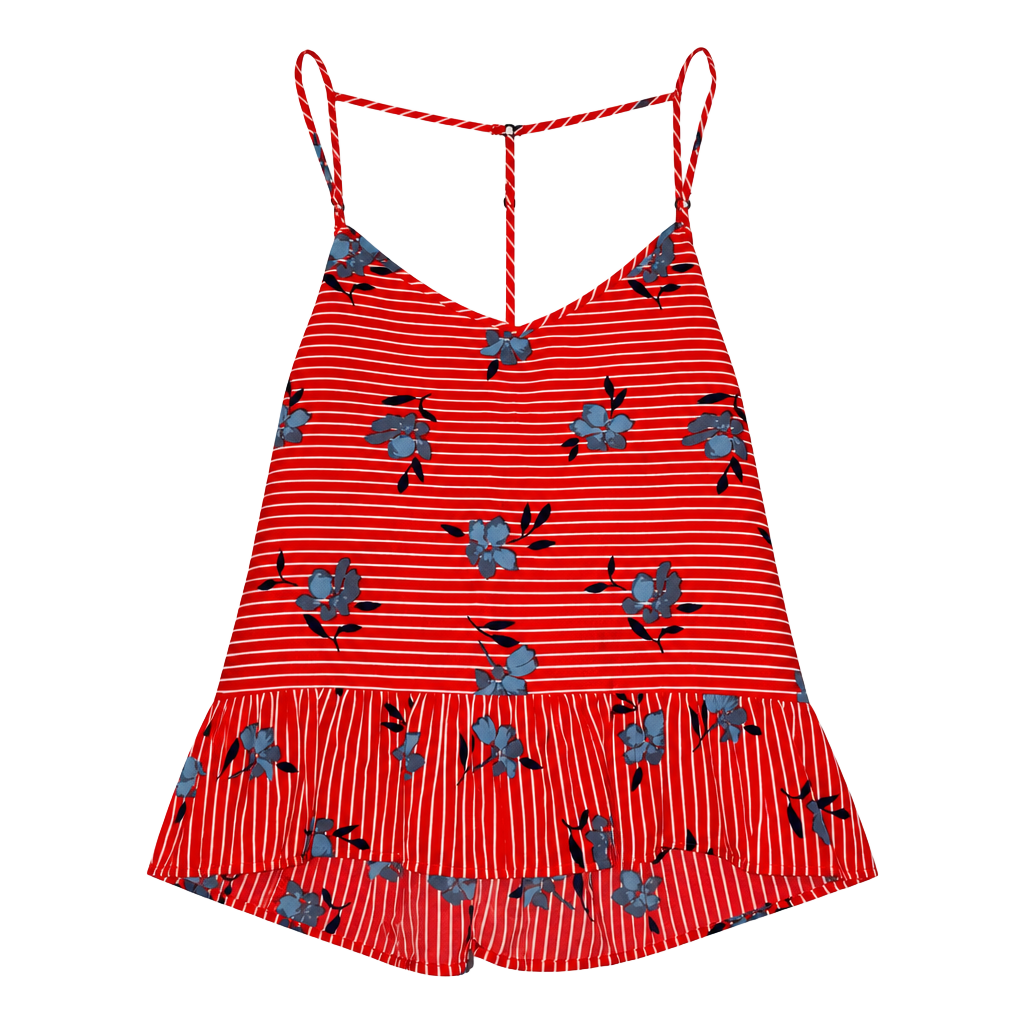 Abercrombie & Fitch Floral Striped Peplum Cami Top Size S 1