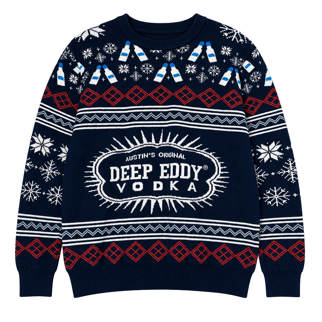 Deep Eddy Vodka Austin's Original Ugly Christmas Sweater 100% Cotton Small 1