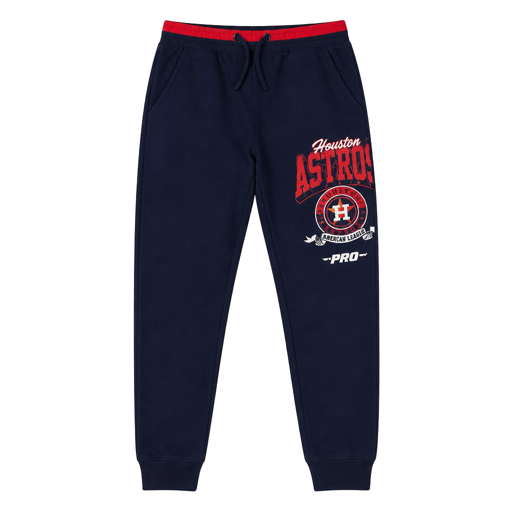Pro Standard Houston Astros MLB Team Badge Jogger Pants - Navy Blue 1
