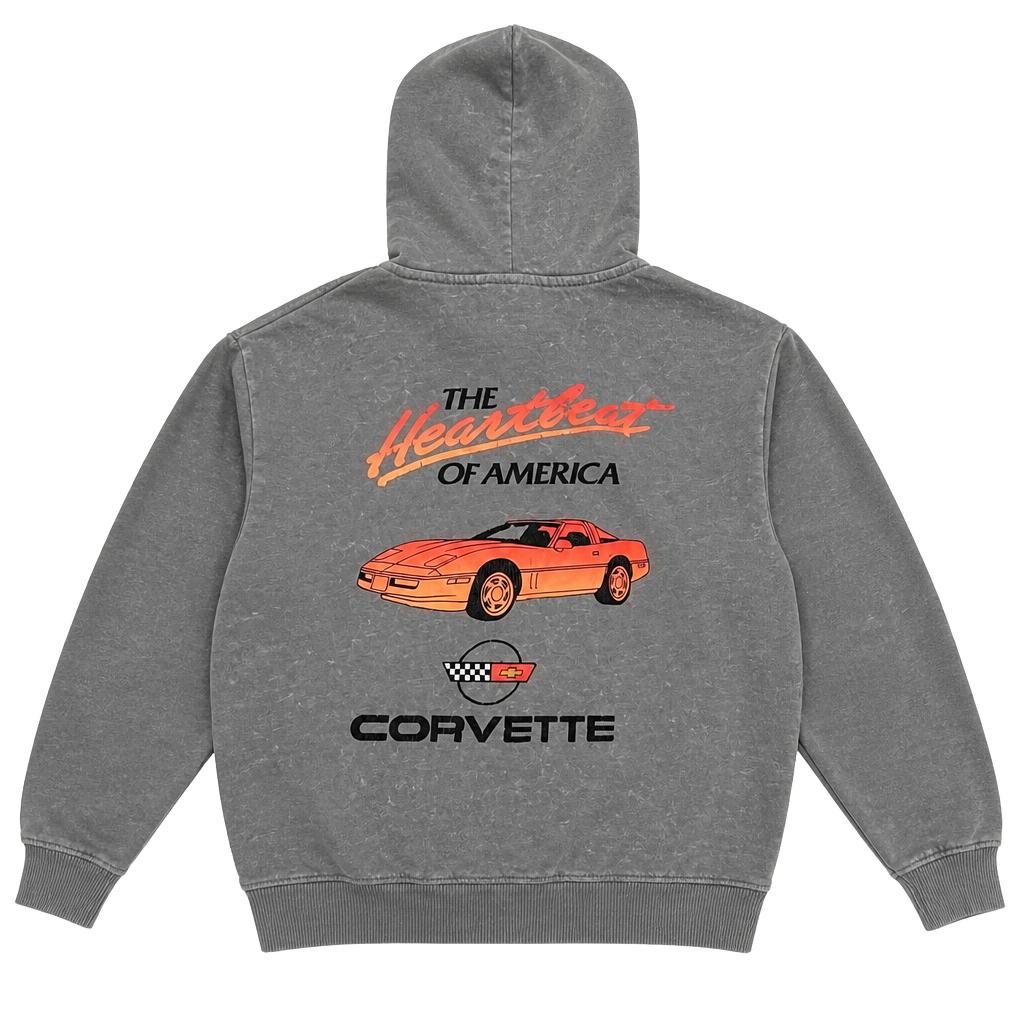 Ayer Acid Wash Corvette 'The Heartbeat of America' Hoodie 1