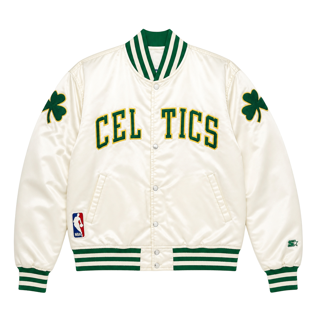 Vintage White Satin Boston Celtics NBA Starter Jacket 1