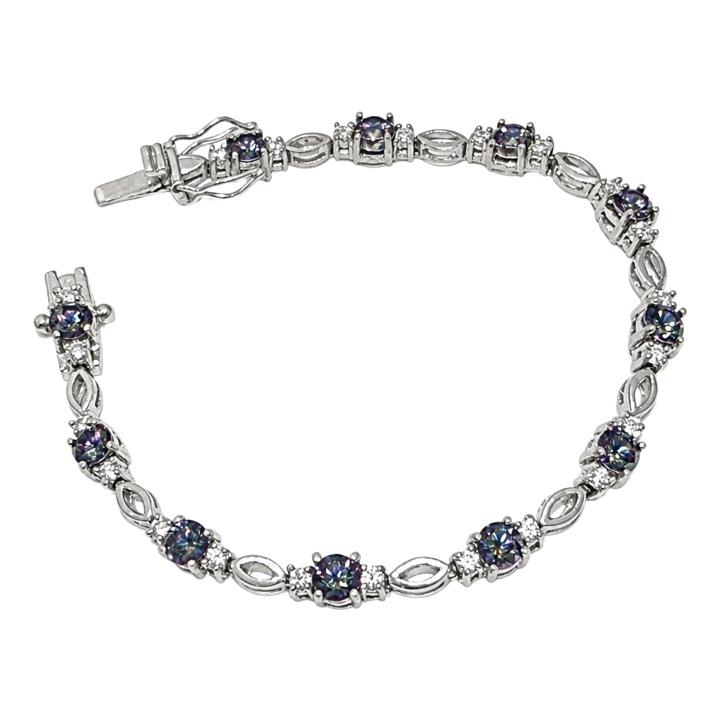 Silver Tone and Mystic Topaz style Tennis Bracelet 1