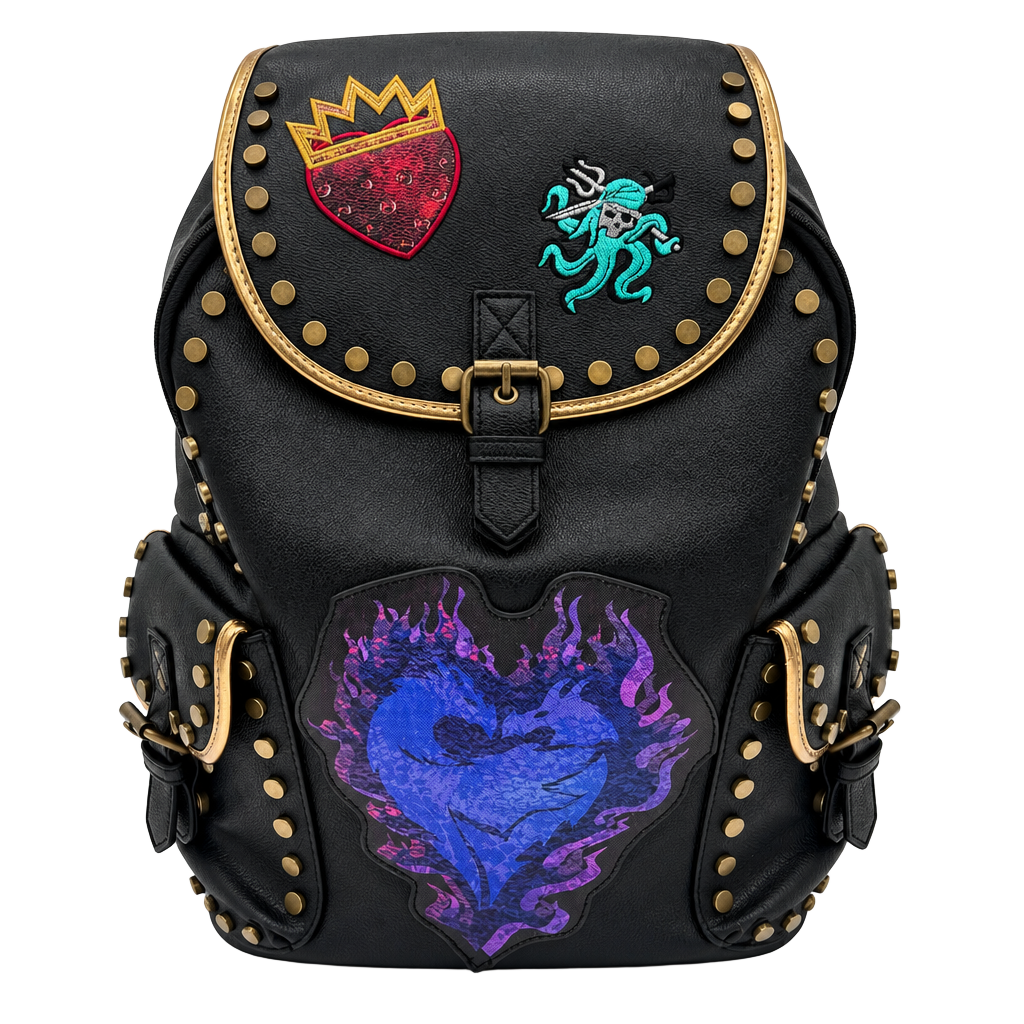RARE Disney Store Descendants 3 Faux Leather Backpack Mal Evie Uma Senior Bag 1