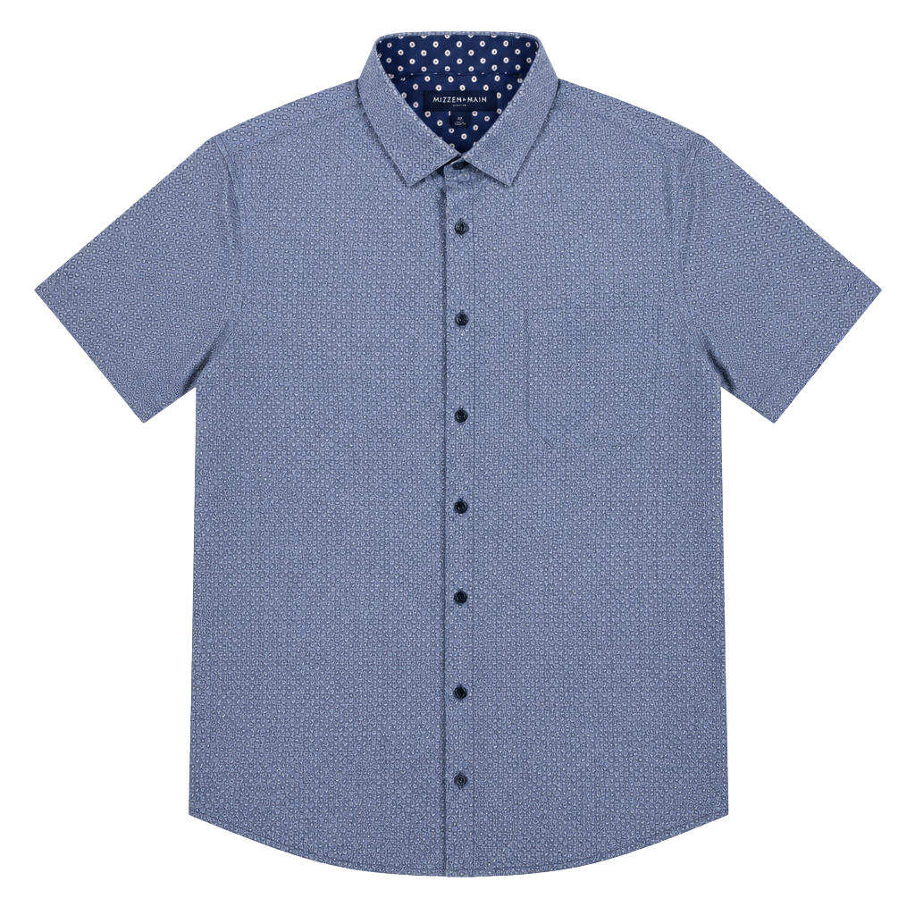 Mizzen + Main Leeward Short Sleeve Shirt Size M Trim Blue Geometric 1