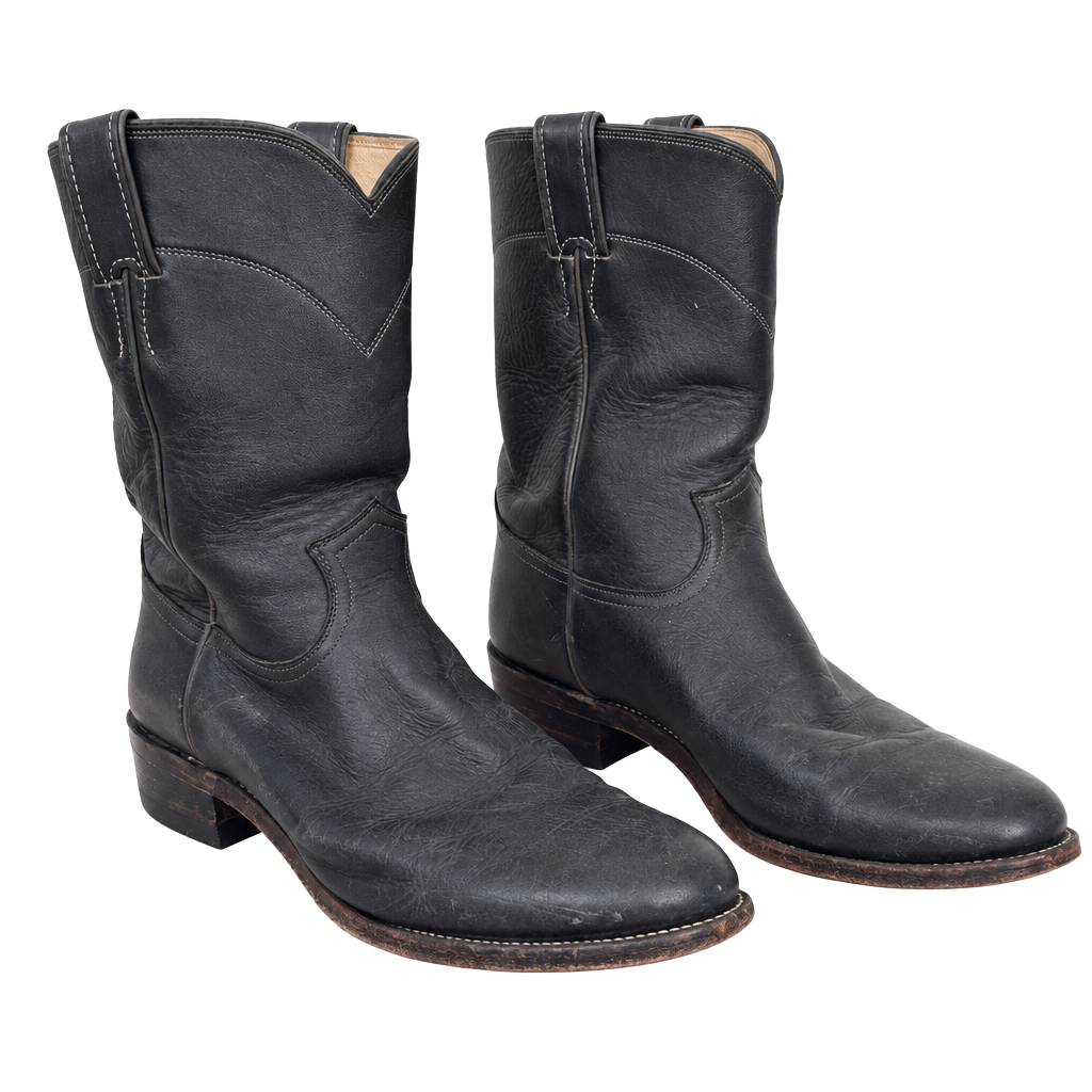 Justin Roper Boots 11.5D Black Leather Western Style 3025 1