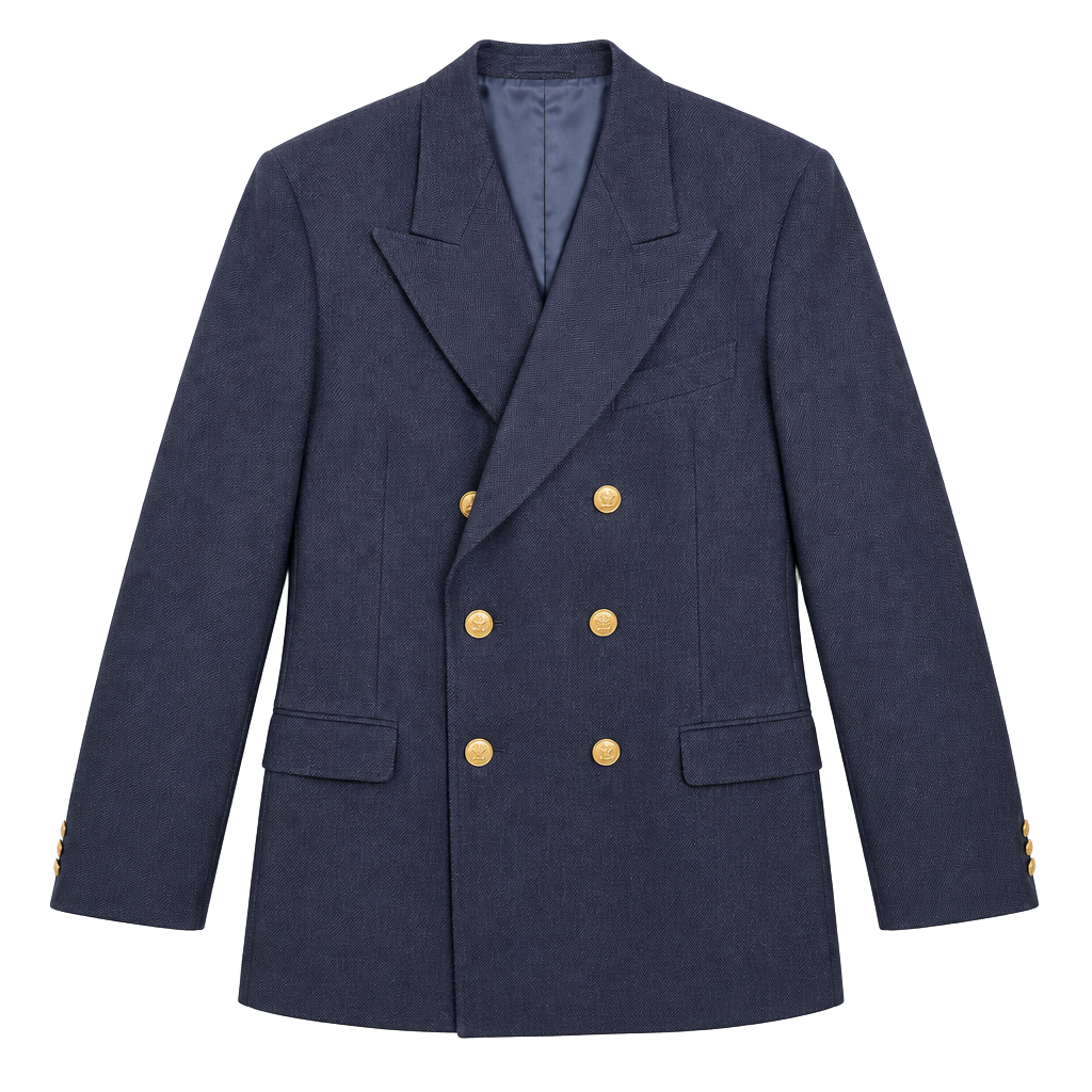 Yves Saint Laurent Double Breasted Blazer Navy Gold Buttons 1