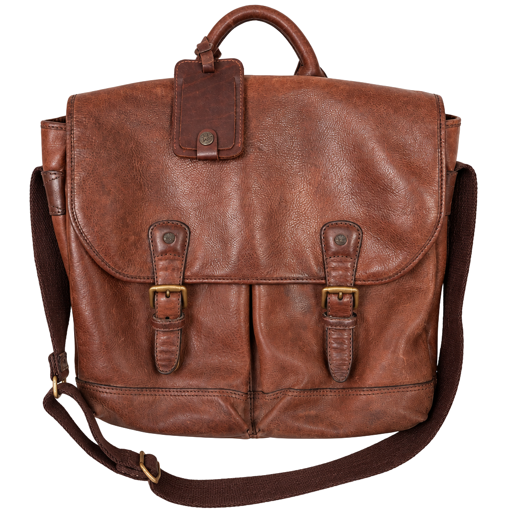 Timberland Brown Leather Messenger Bag Satchel 1