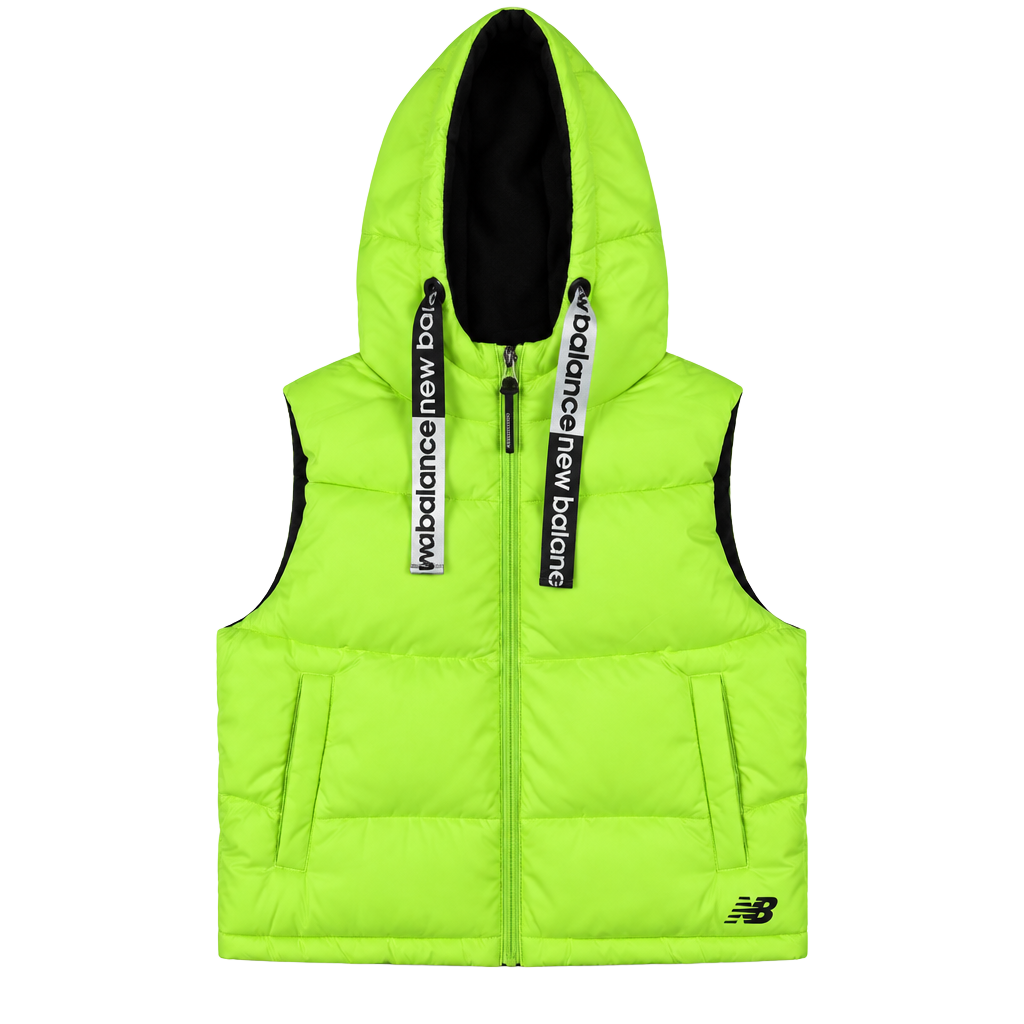 New Balance Puffer Vest Size S Neon Green Quilted Hooded 1