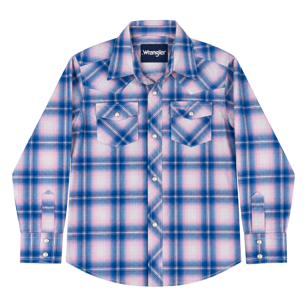 Wrangler Western Kid’s Size S Pearl Snap Long Sleeve Breast Cancer Awareness 1
