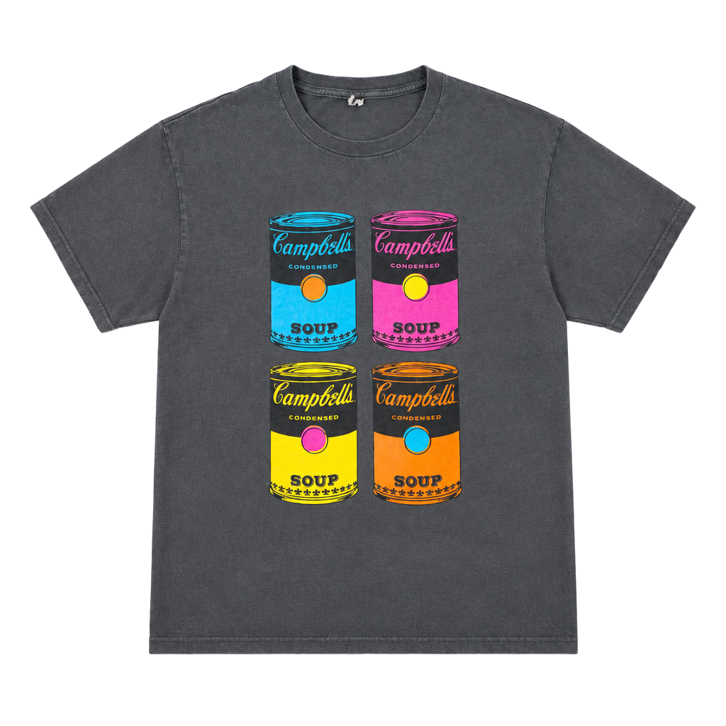 Andy Warhol Campbell's Soup T-Shirt Size L Gray Pop Art 1