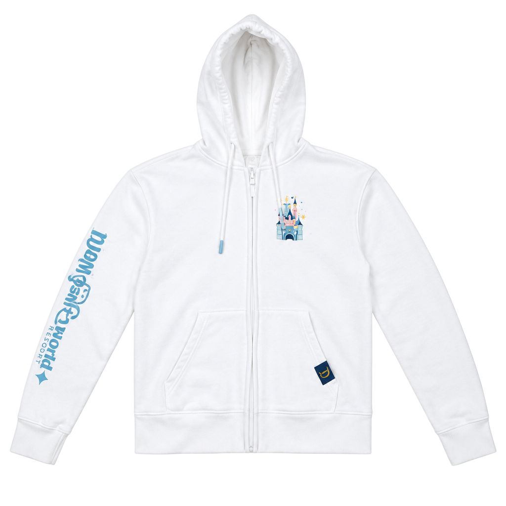 Disney Disneyland Resort Hoodie Size S White Castle Zip-Up Sweatshirt 1