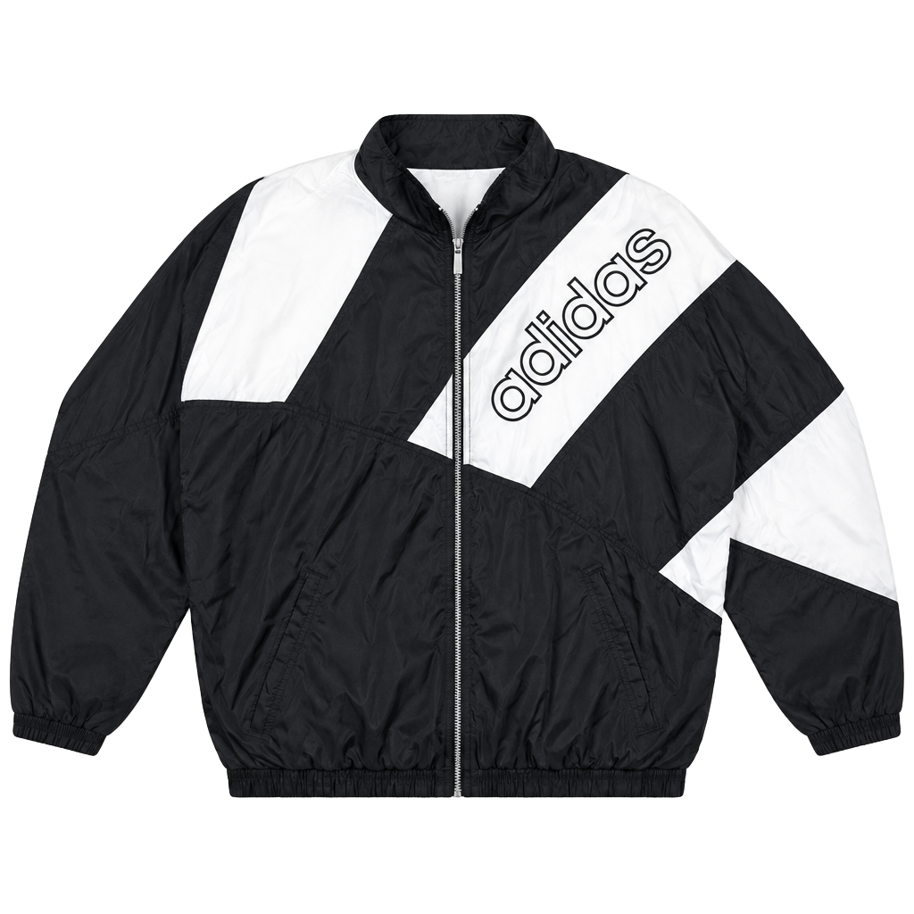 Adidas Windbreaker Jacket Size XL Black White Big Logo 90s Vintage 1