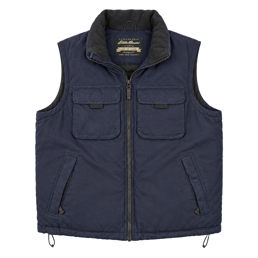 Eddie Bauer Goose Down Puffer Vest Size L Blue Utility Cargo 1