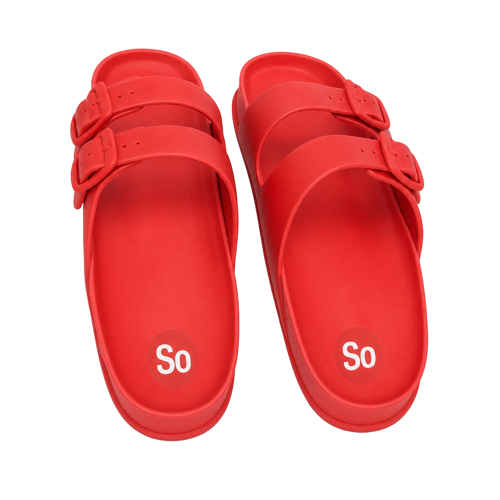 SO Passionfruit Red Women's Double-Strap EVA Slide Sandals 1