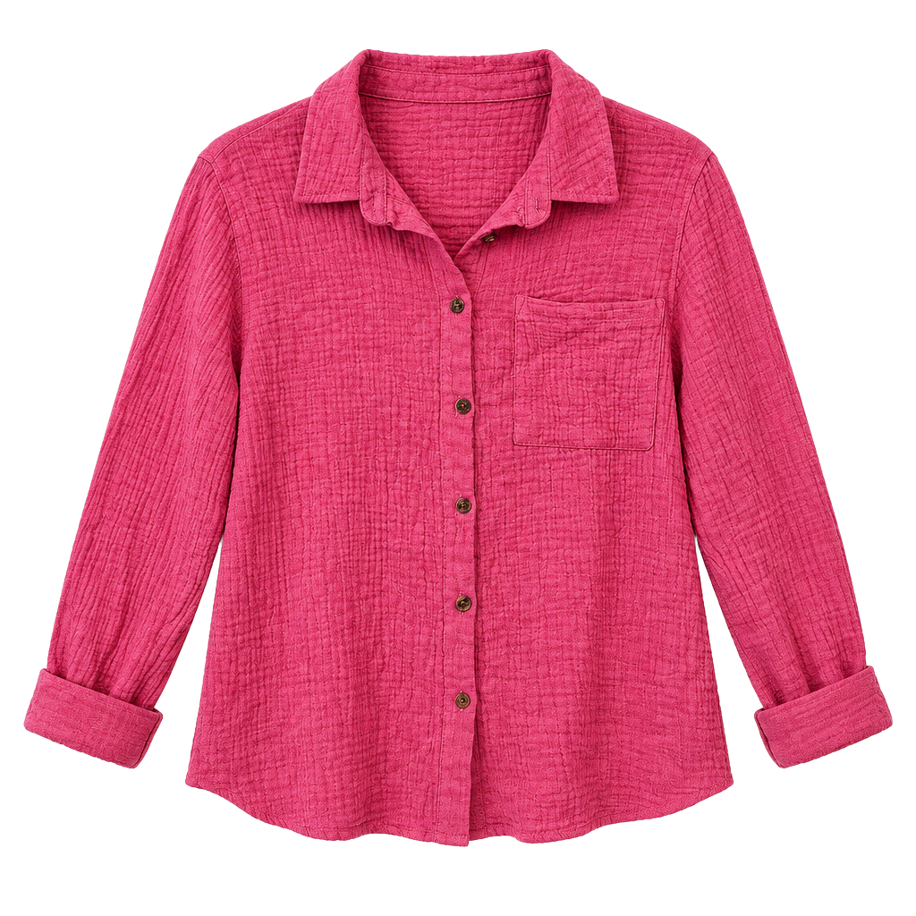 Pink Rose Cotton Button Up 1