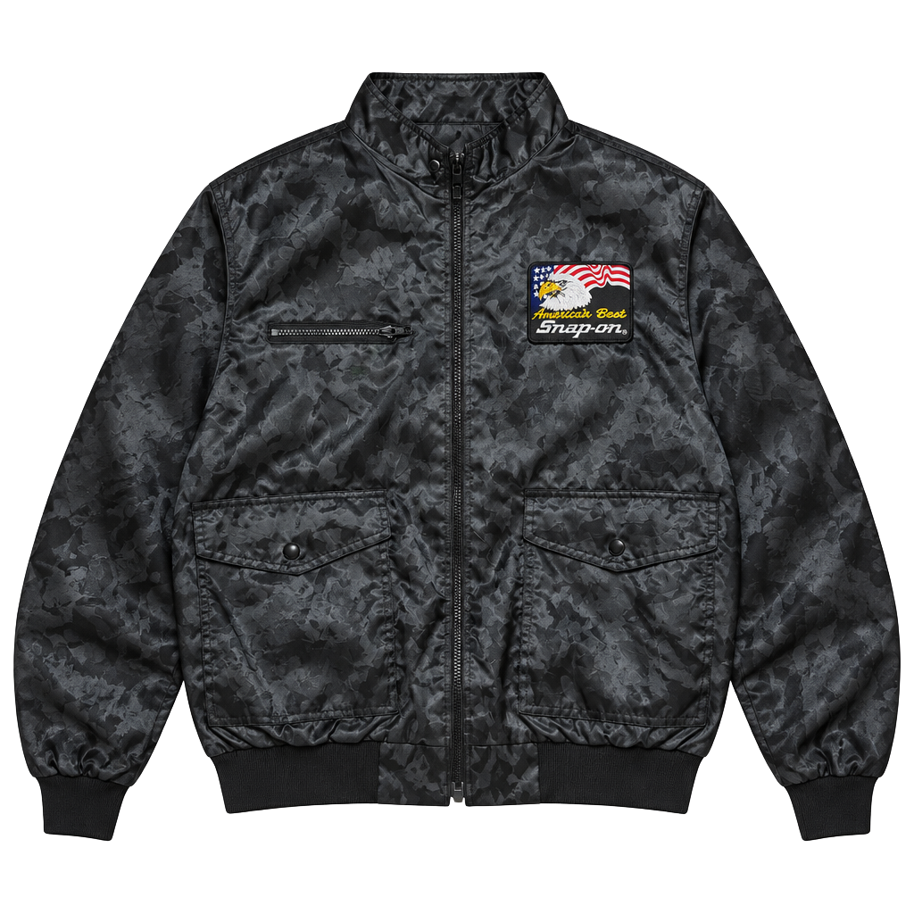 Swingster Snap-On Satin Bomber Jacket Size M America's Best Eagle Patches 1