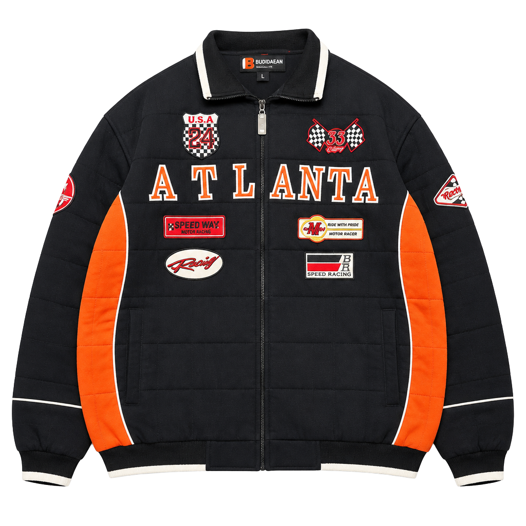 Budabean Atlanta Racing Jacket Size XL Black Orange 1