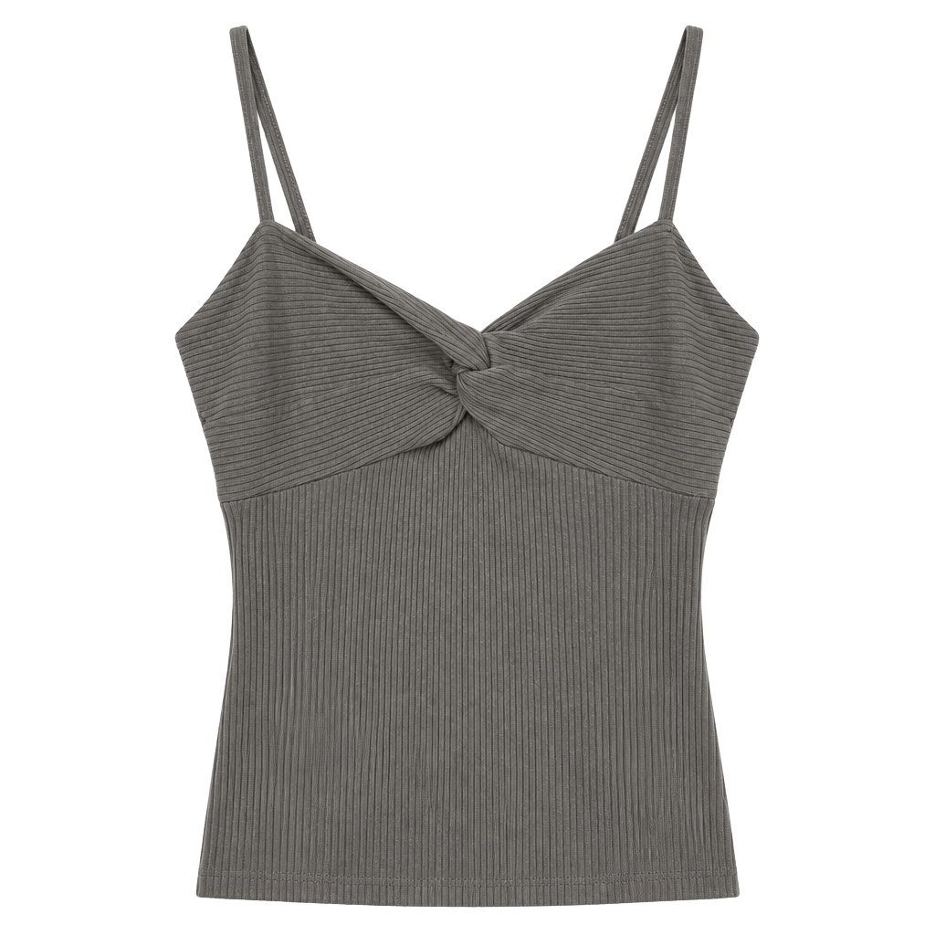 Almost Famous Midi Dress Size S Grey Ribbed Twist Front Cami Split Hem 1