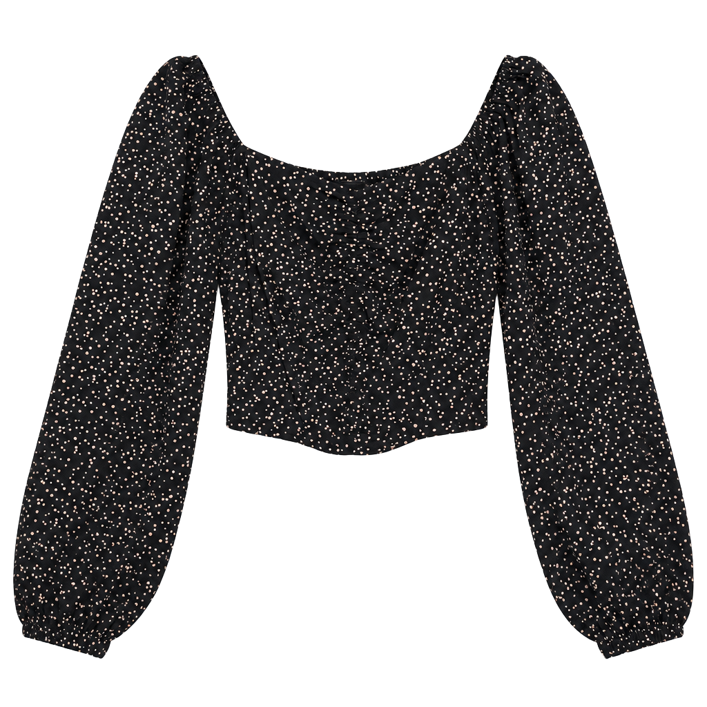 A New Day Ruched Front Top Size S Black White Dot 1