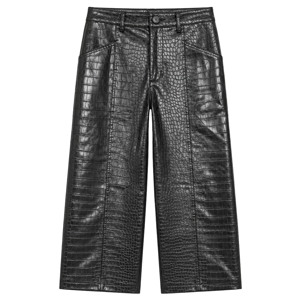 A New Day Faux Leather Croc Print Pants Black 1