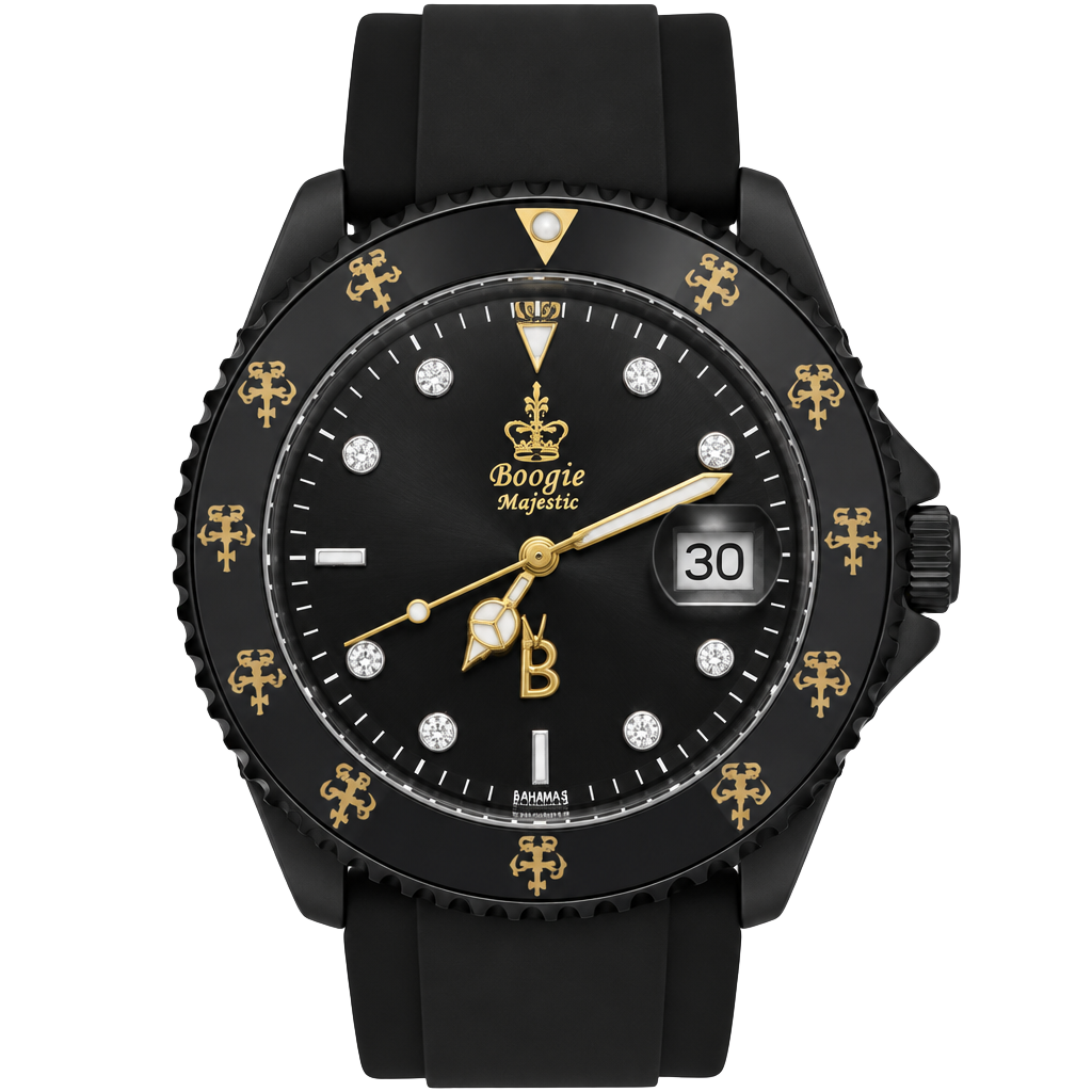 Boogie Majestic Watch Black Gold Tone Rhinestone Dial 1