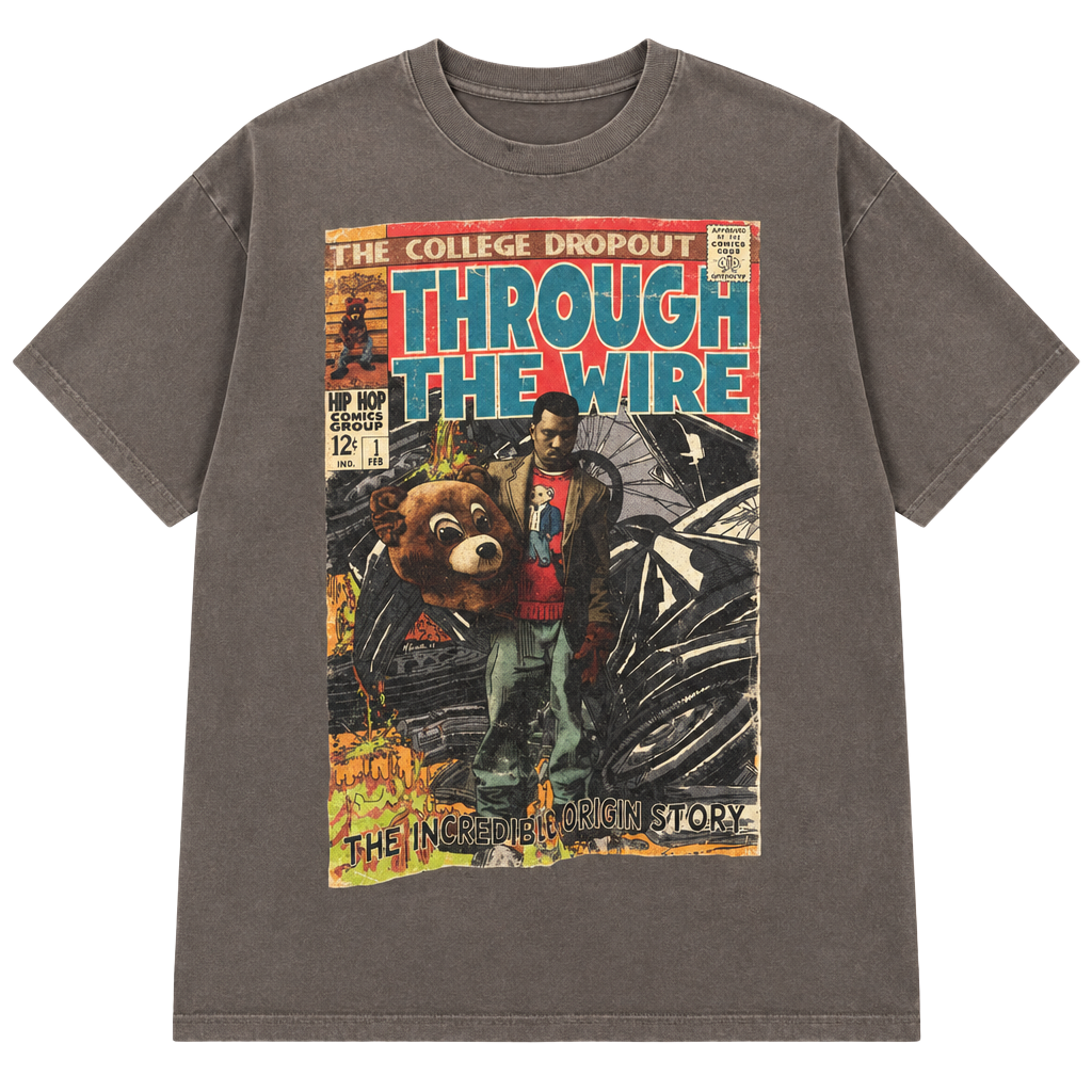Kanye West Through The Wire The College Dropout Graphic T-Shirt Gray 1