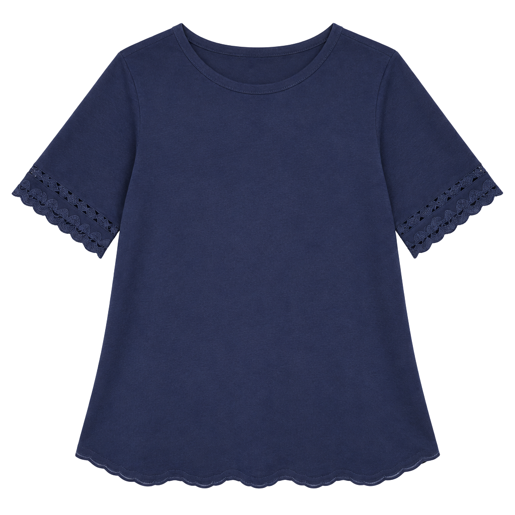 Chico's Blue Lace Trim Tee Size 3 XL 1