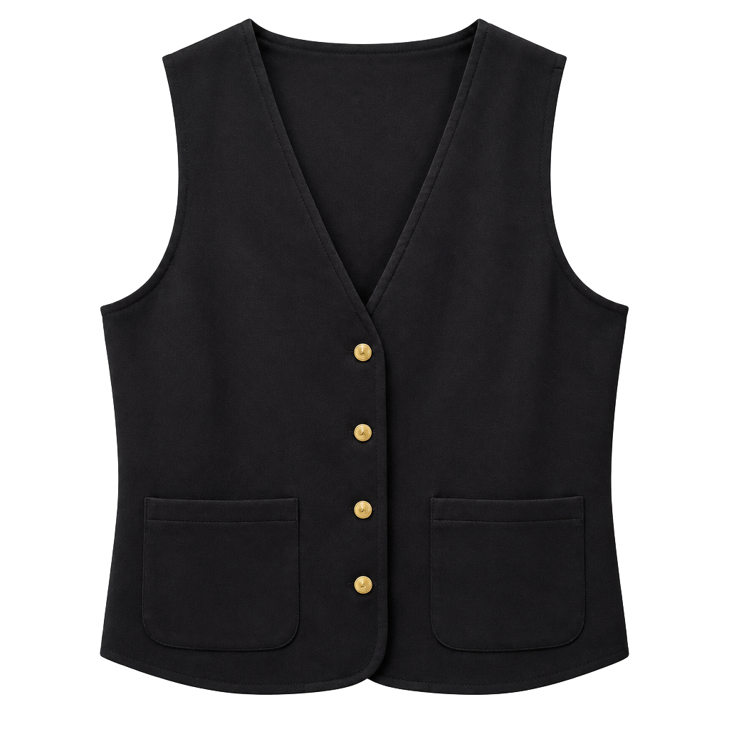 Alfred Dunner Vest Size 18 Black Gold Buttons 1