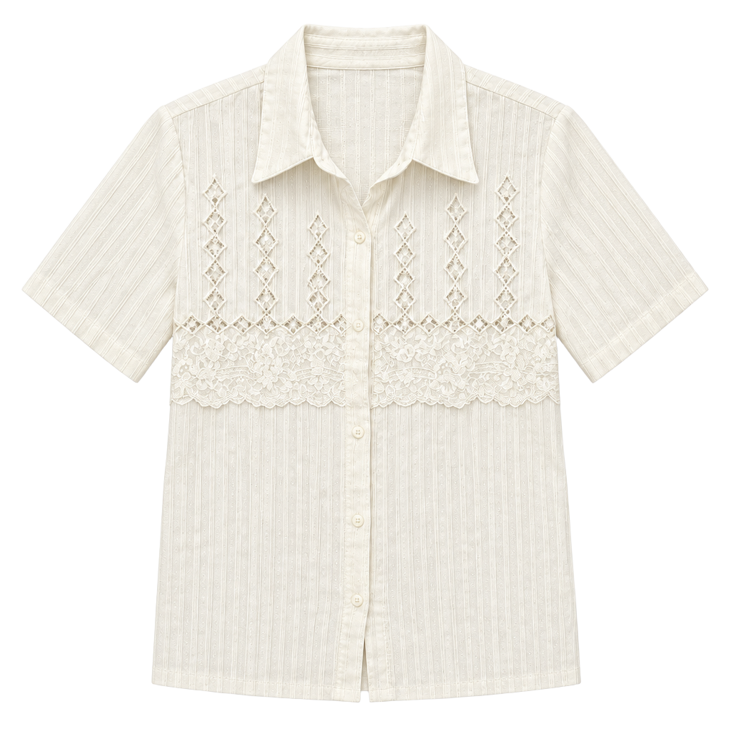 Mirta Rob Blouse Size 4 White Lace Embroidered 1