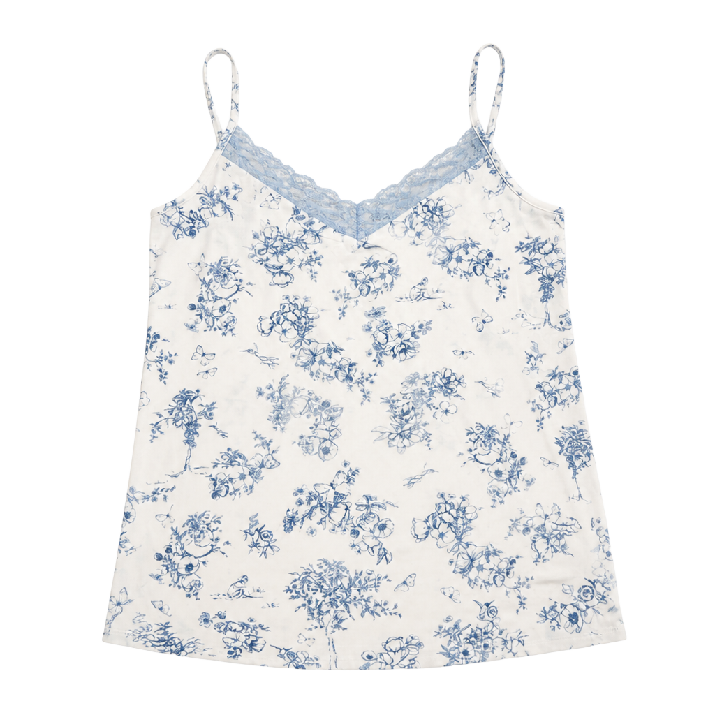 Joyspun Women's Dreamy Soft Collection Lace Front Knit Chemise Nightgown White Blue Toile 1