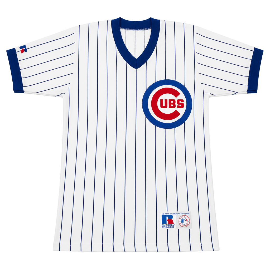 Russell Athletic Chicago Cubs Pinstripe V-Neck Jersey Youth M 1