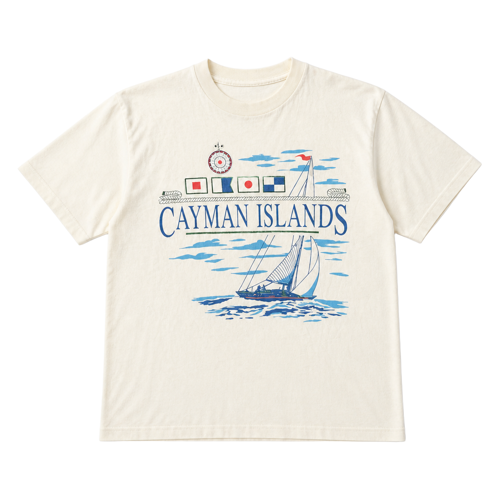 Vintage 90s Signal Sports Cayman Islands Sailboat Graphic T-Shirt 1