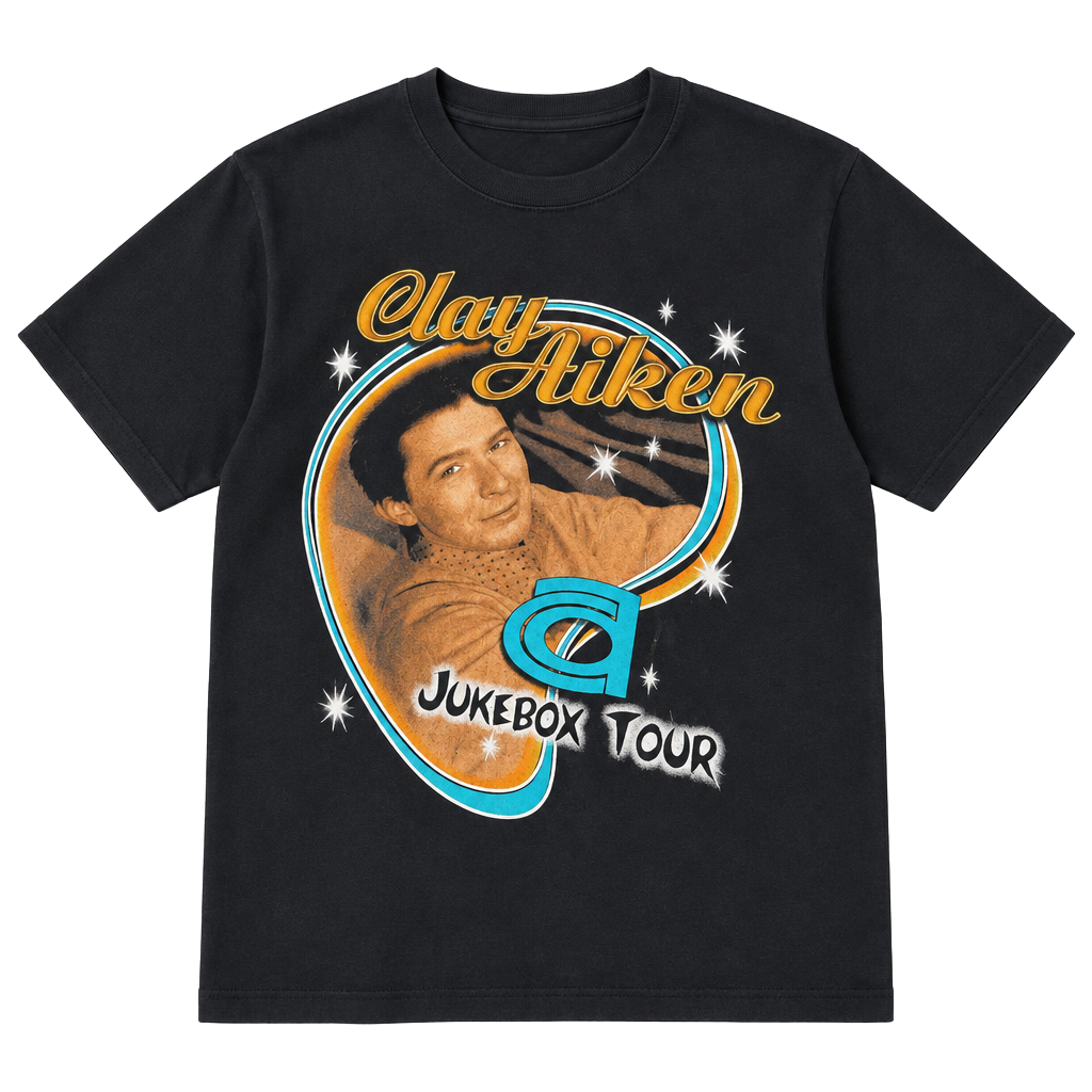 Anvil Clay Aiken Jukebox Tour T-Shirt Size 3X Black Graphic 1